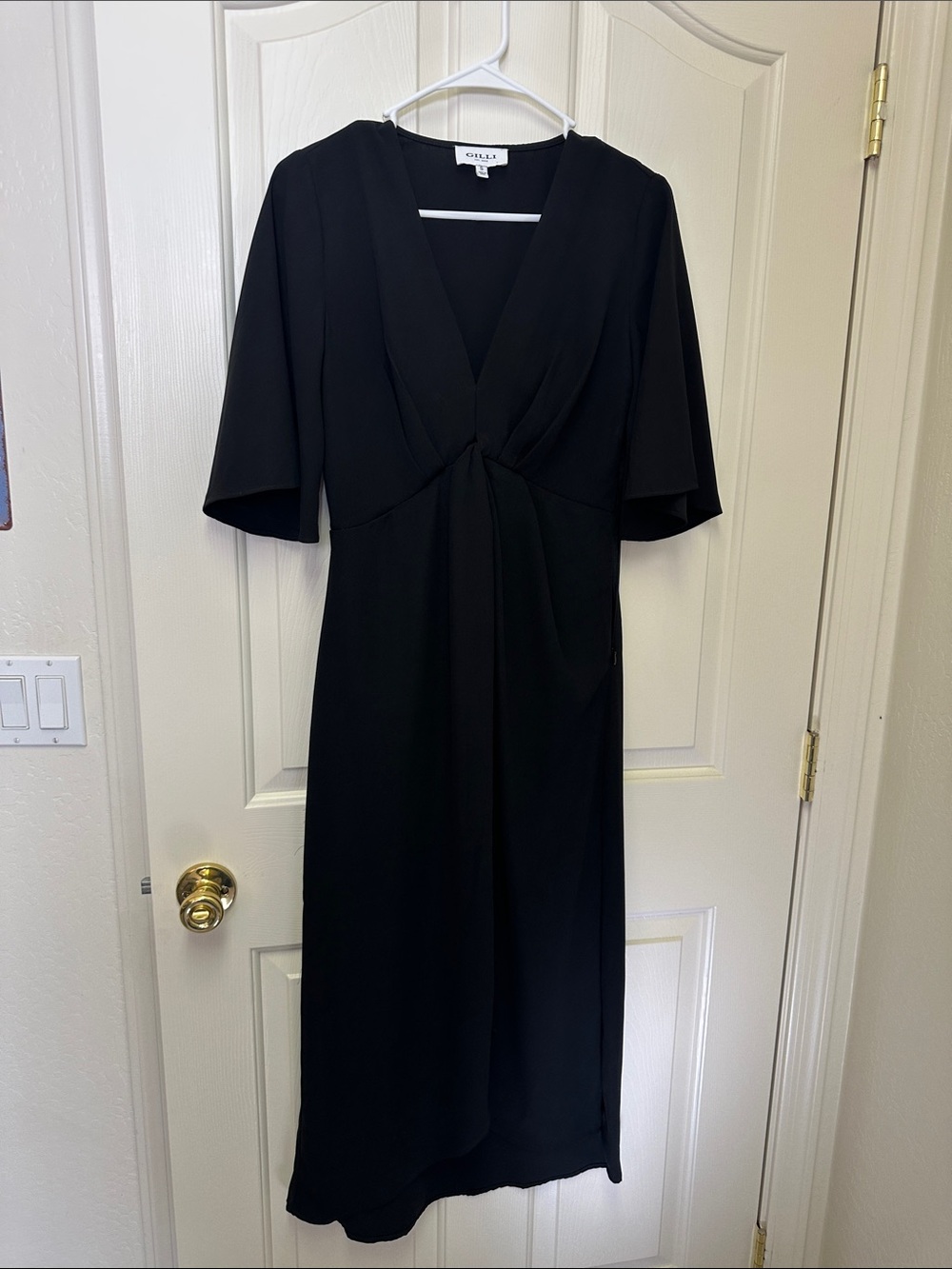 Gilli Black Knot-Front Midi Dress